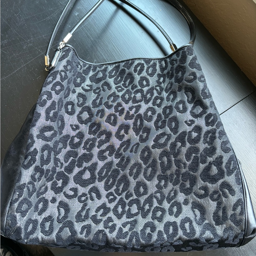 Coach Gray and Black Leopard Print Purse